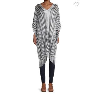 💕x2HP💕Missoni black and white fringe caftan poncho zig zag chevron print top